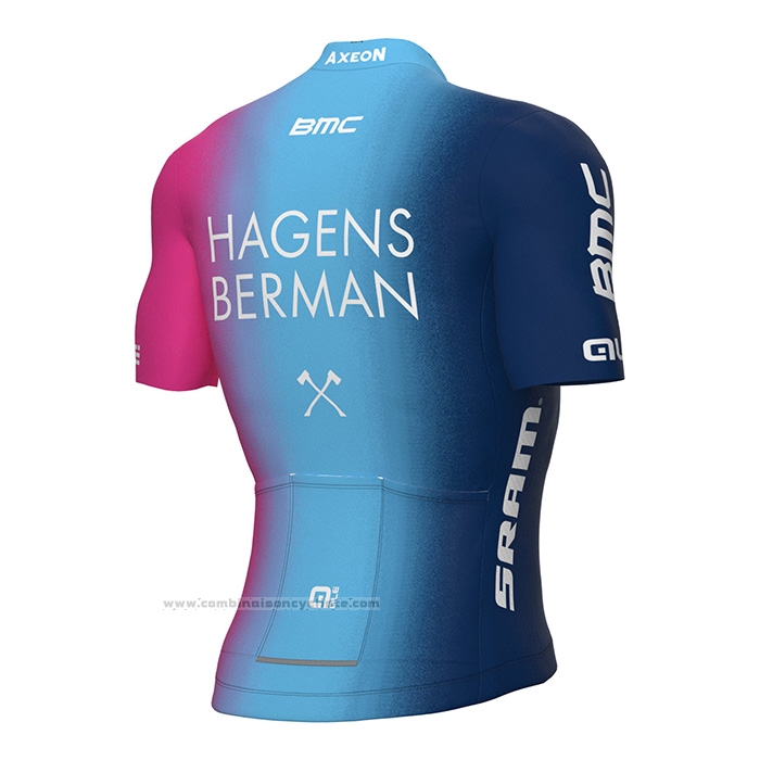 2022 Maillot Cyclisme Hagens Berman Axeon Fuchsia Azur Manches Courtes et Cuissard